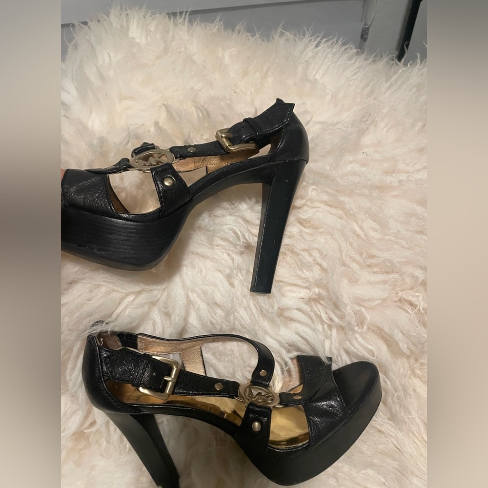 Michael Kors Black and Gold Platform Heels